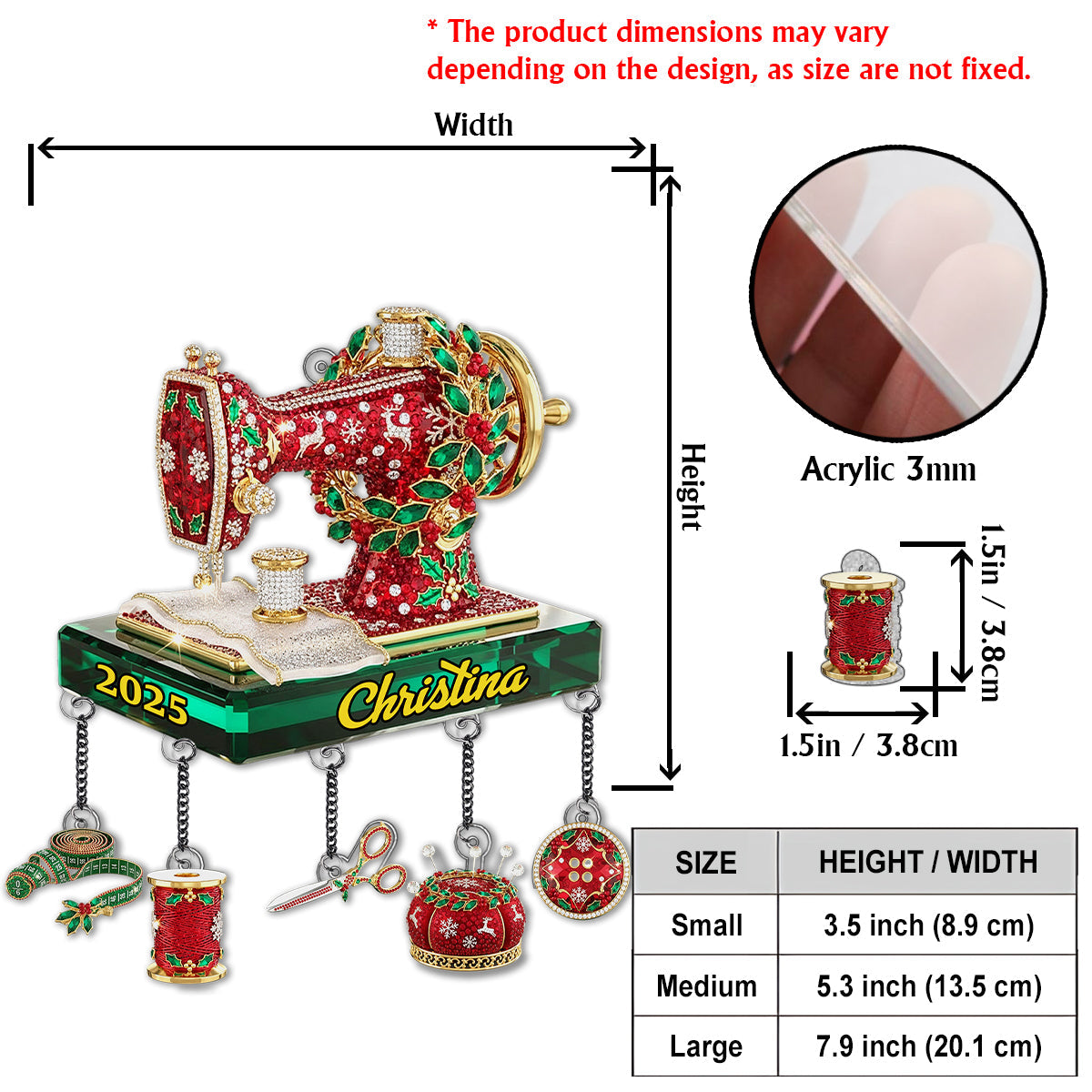 Love Sewing - Personalized Sewing Ornament With Charm