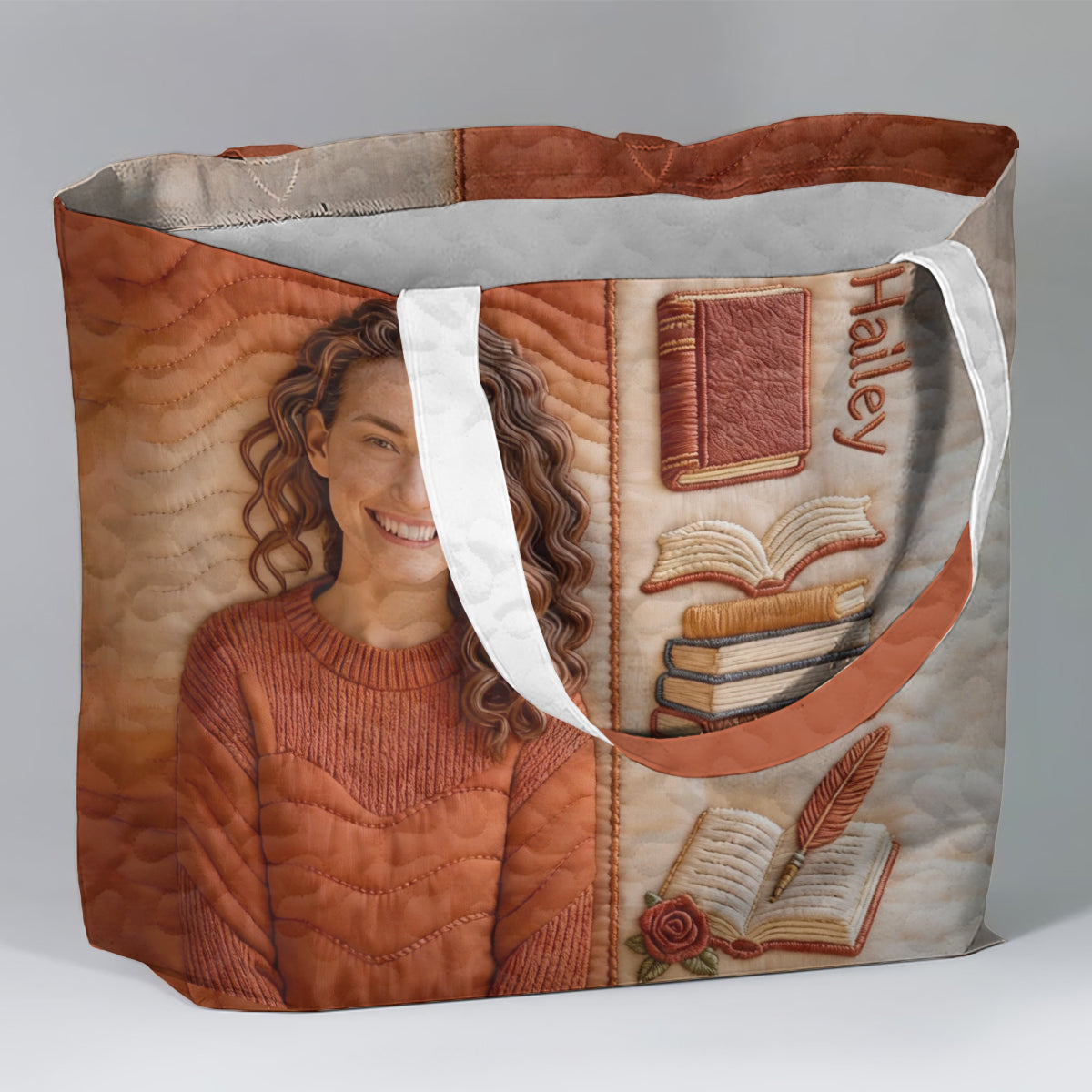 Custom Any Photo Love Books - Personalized Book Quilted Tote Bag