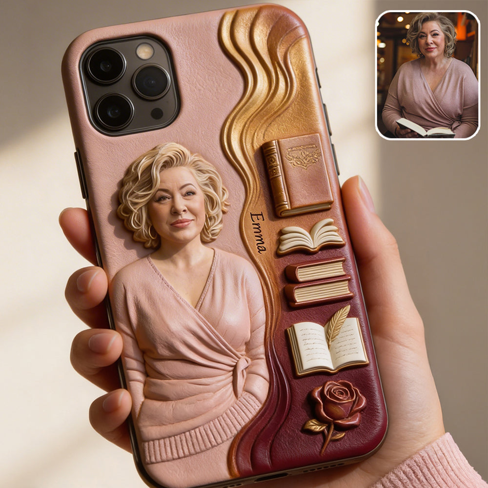 Custom Any Photo Love Books - Personalized Book 3D Embossed Leather Phone Case