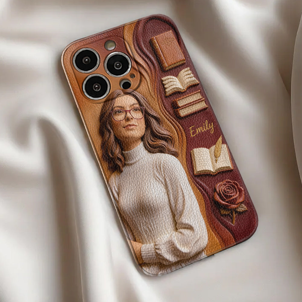 Custom Any Photo Love Books - Personalized Book 3D Embossed Leather Phone Case