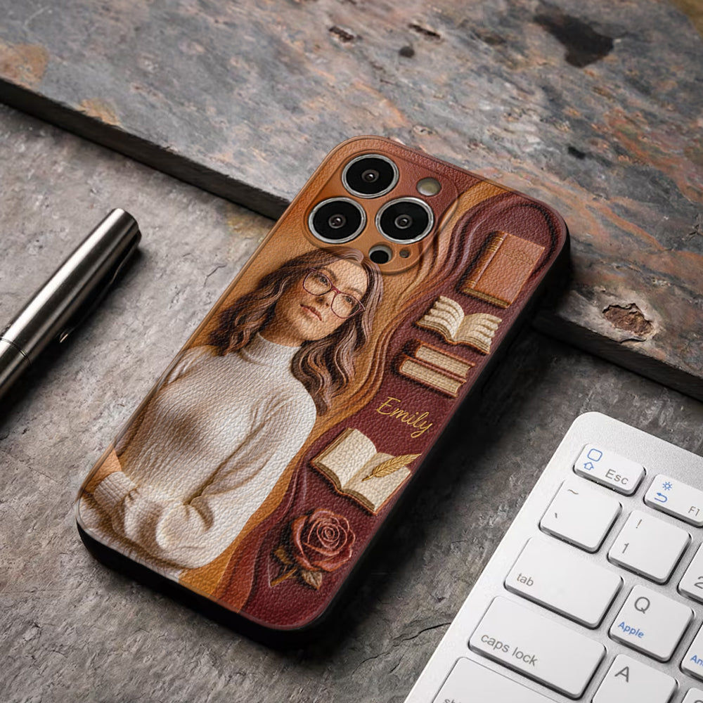 Custom Any Photo Love Books - Personalized Book 3D Embossed Leather Phone Case