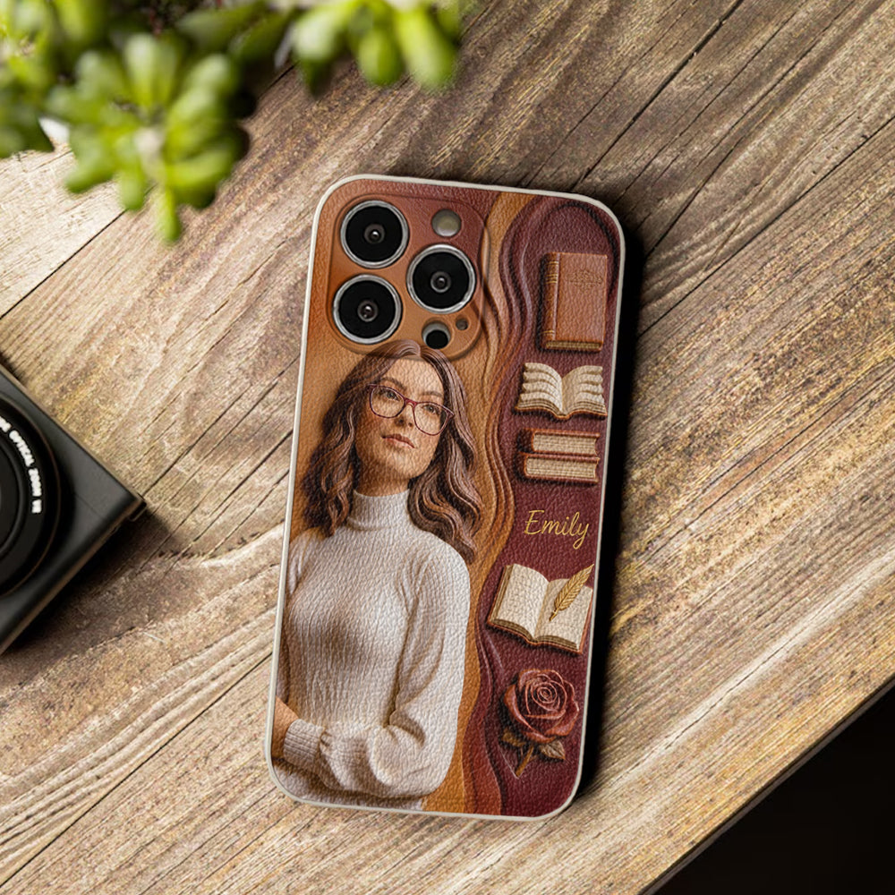 Custom Any Photo Love Books - Personalized Book 3D Embossed Leather Phone Case