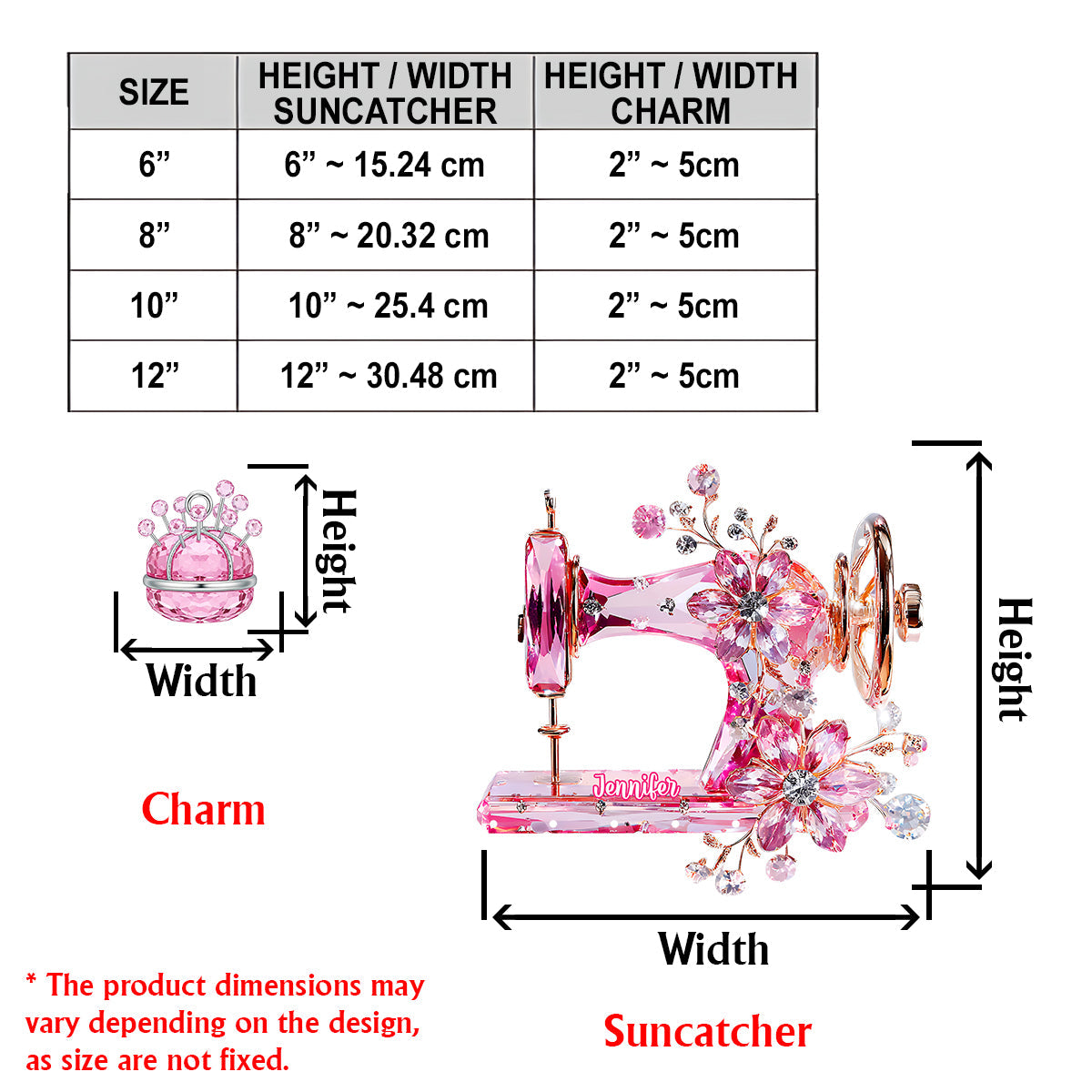 Beautiful Sewing Machine - Personalized Sewing Window Hanging Suncatcher With Charms