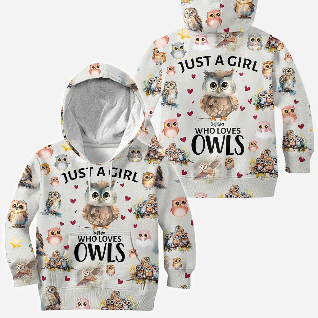 Just A Girl Who Loves Owls - Personalized Owl All Over Shirt
