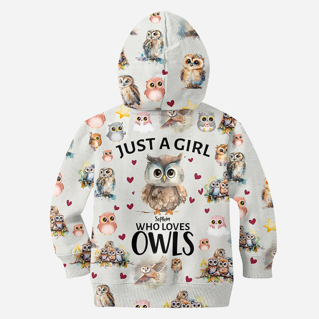Just A Girl Who Loves Owls - Personalized Owl All Over Shirt