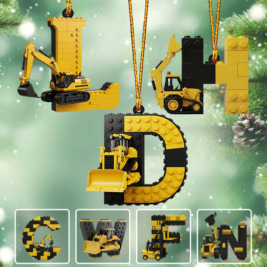 Fun Construction Vehicles Alphabet - Personalized Kid Ornament
