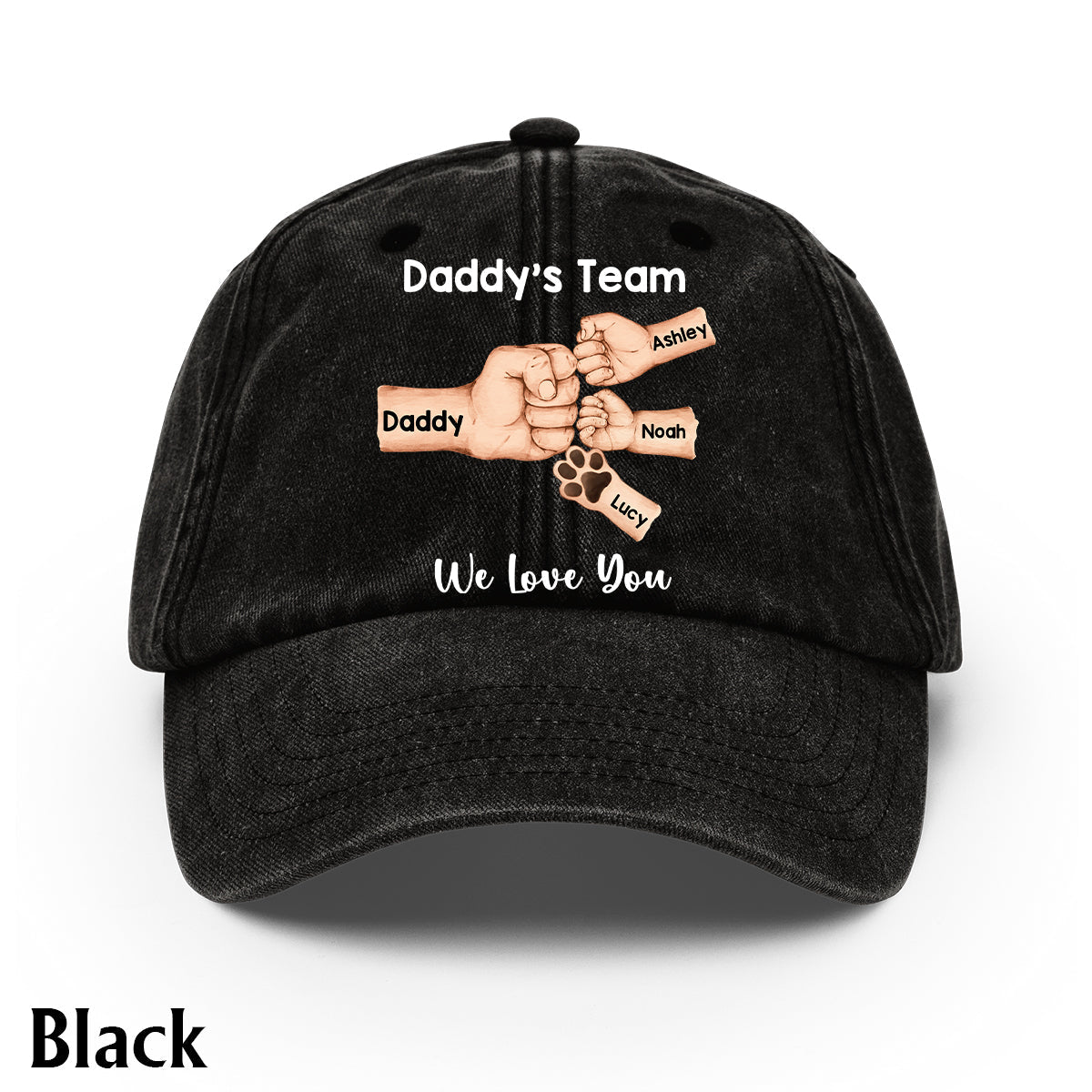 Best Dad Ever - Personalized Father Washed Denim Cap