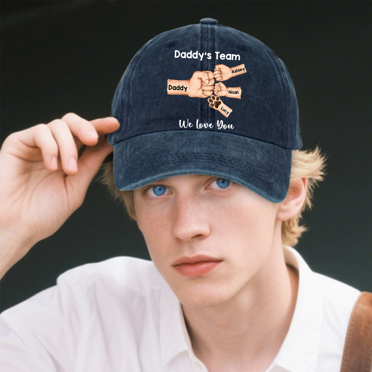 Best Dad Ever - Personalized Father Washed Denim Cap