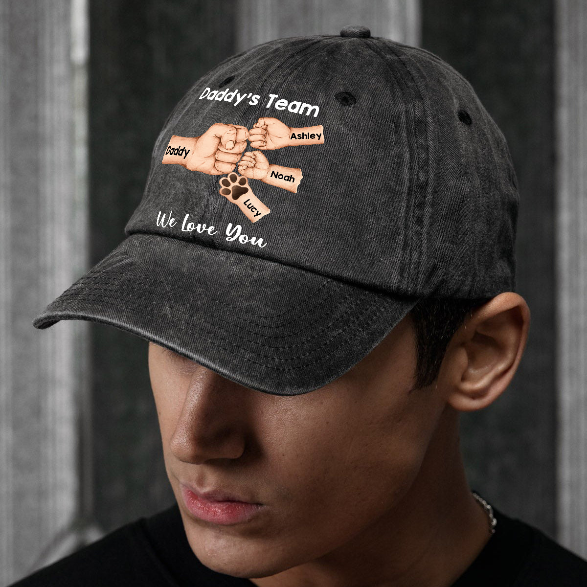 Best Dad Ever - Personalized Father Washed Denim Cap