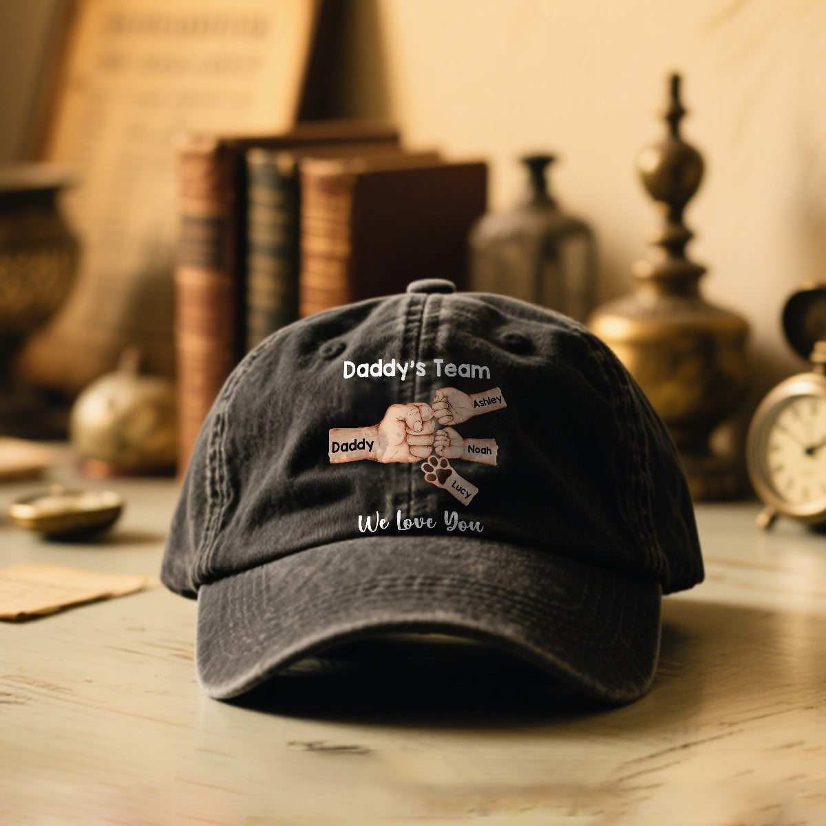 Best Dad Ever - Personalized Father Washed Denim Cap