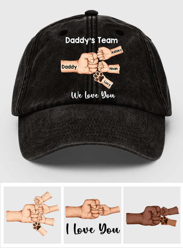 Best Dad Ever - Personalized Father Washed Denim Cap