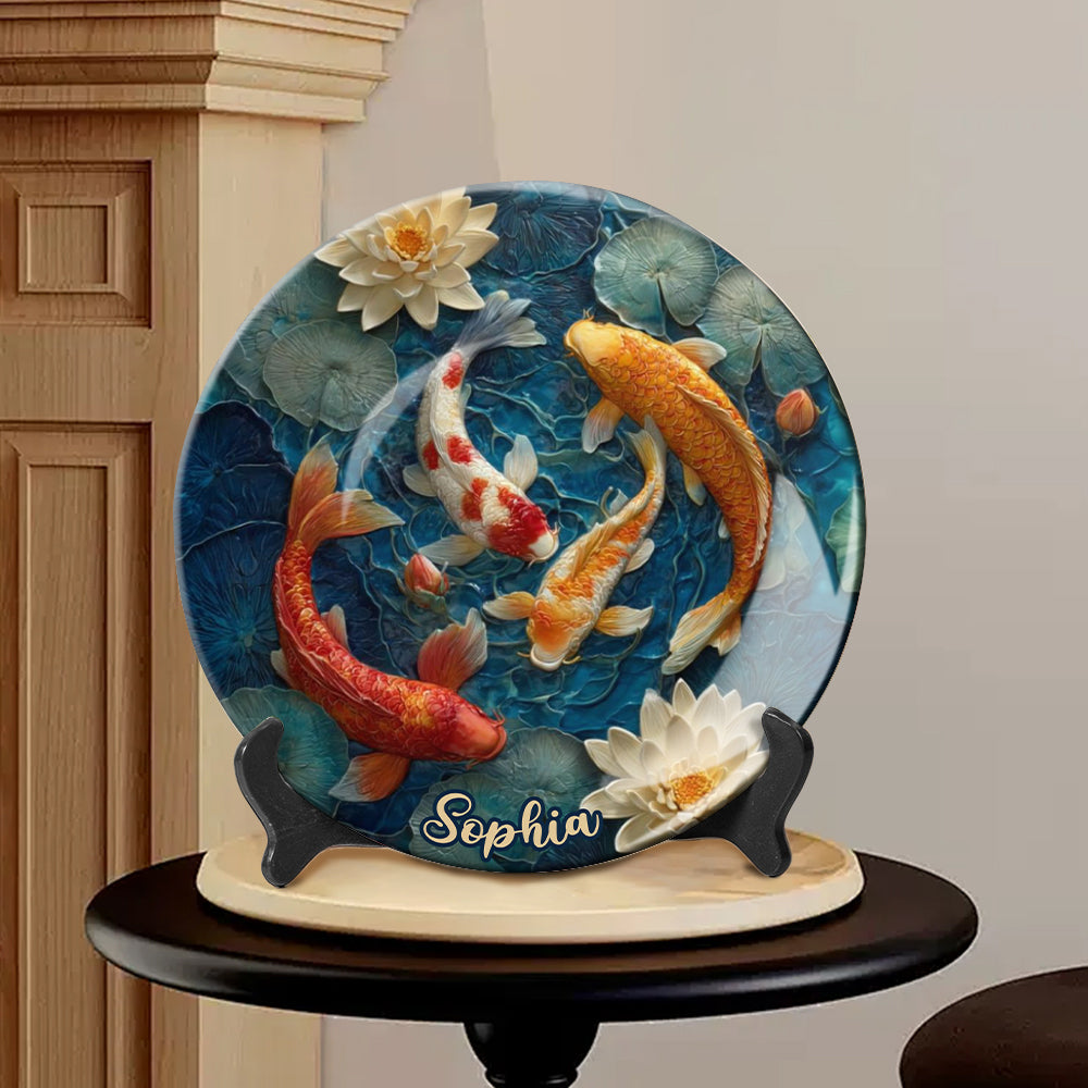 Beautiful Fish - Personalized Koi Fish Ceramic Round Plate