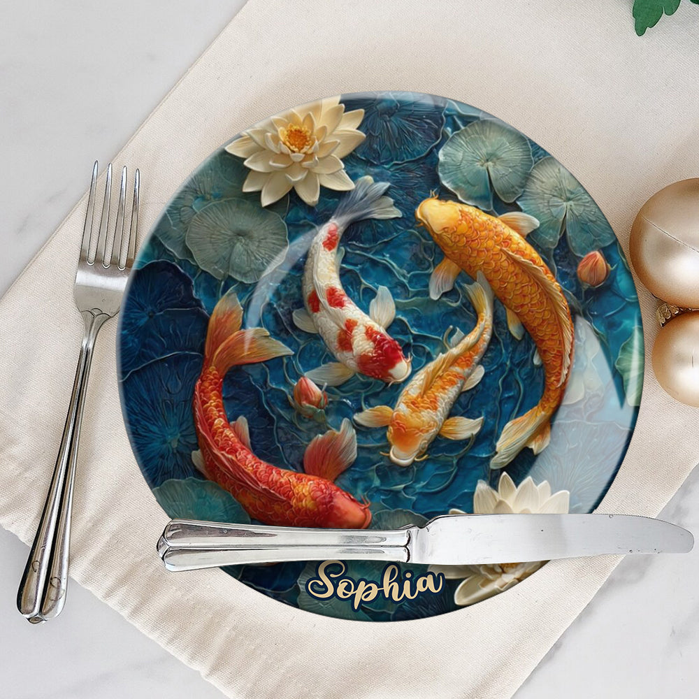 Beautiful Fish - Personalized Koi Fish Ceramic Round Plate