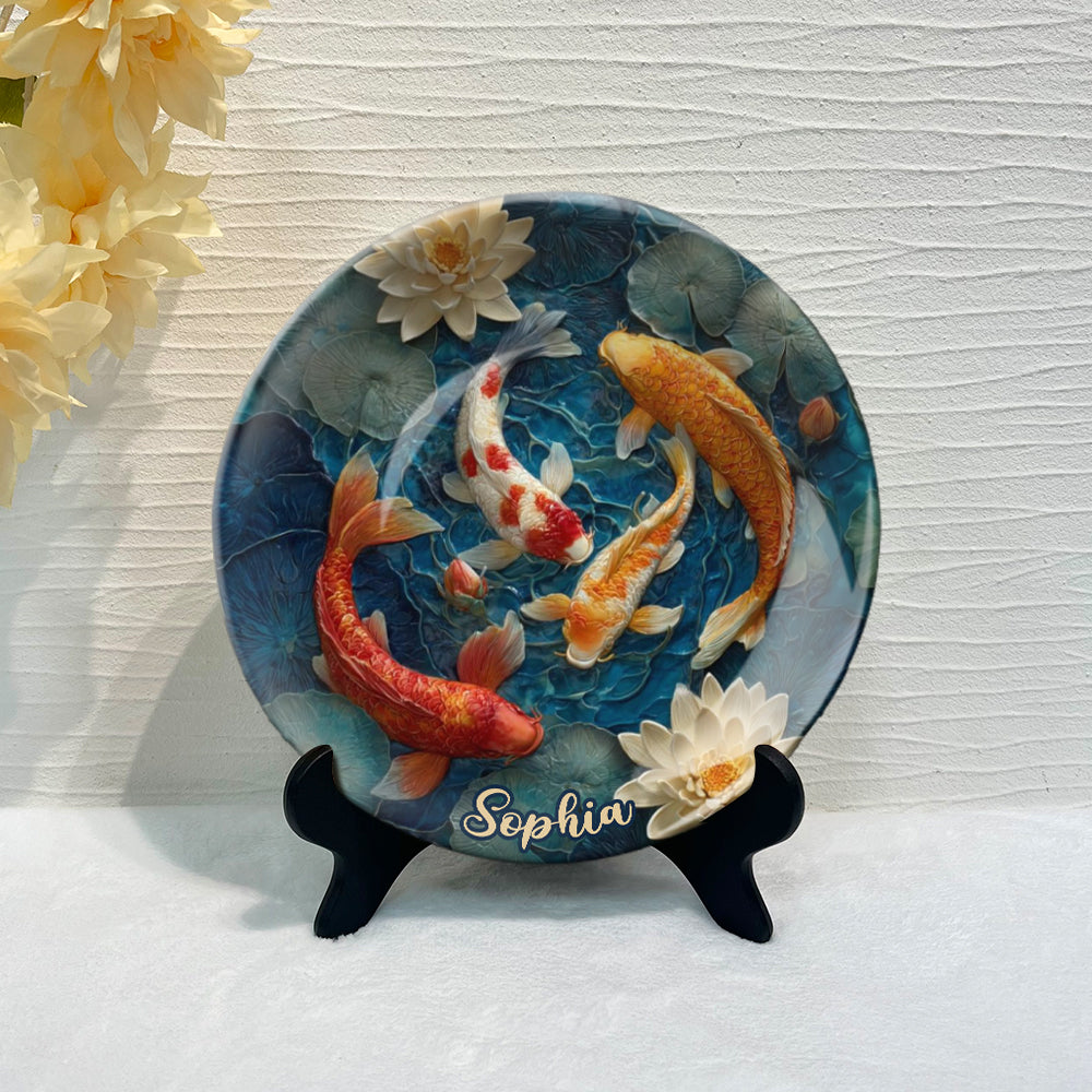 Beautiful Fish - Personalized Koi Fish Ceramic Round Plate