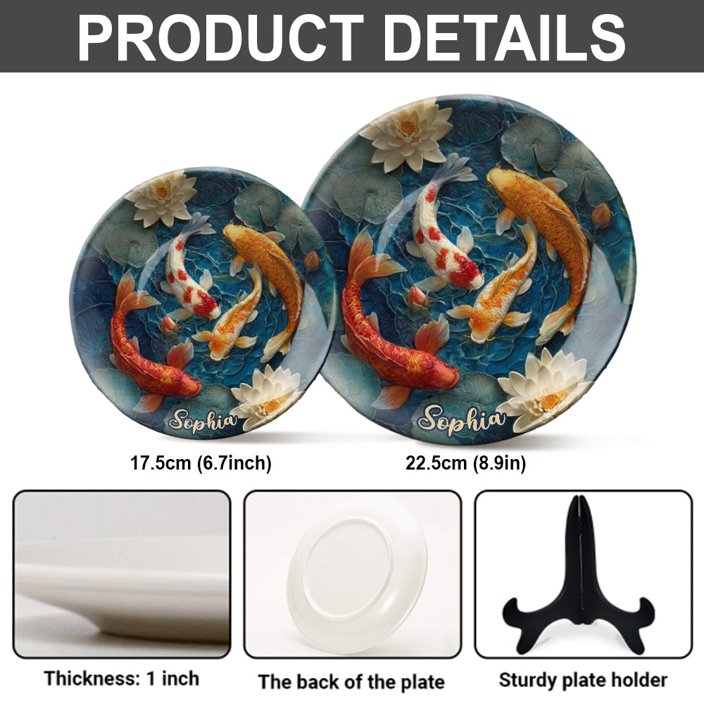Beautiful Fish - Personalized Koi Fish Ceramic Round Plate