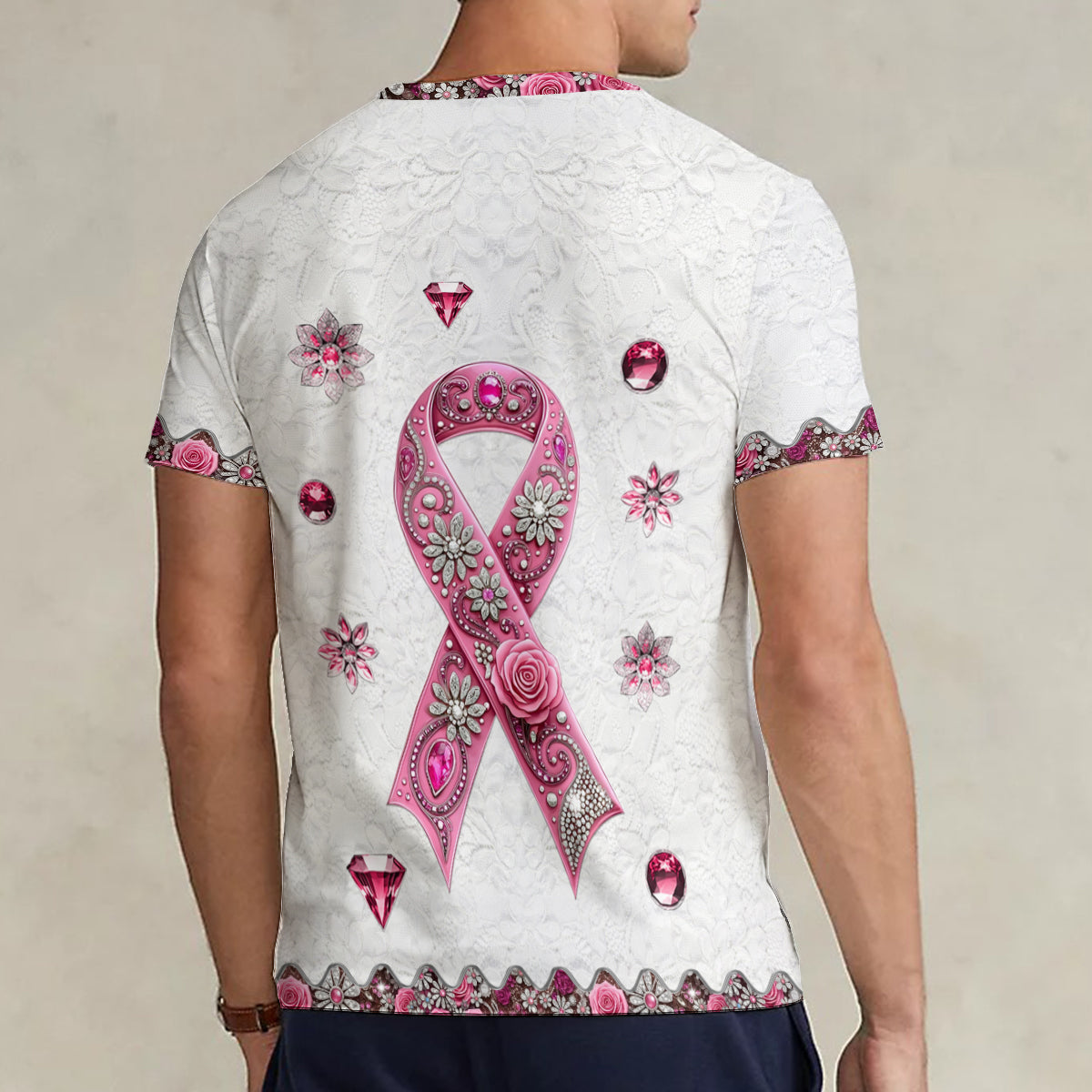 Breast Cancer Awareness - Personalized Breast Cancer Awareness Fully Printed V-Neck T-Shirt