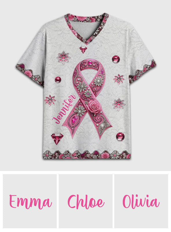 Breast Cancer Awareness - Personalized Breast Cancer Awareness Fully Printed V-Neck T-Shirt