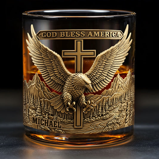 God Bless America - Personalized Bald Eagle Whiskey Decanter Set