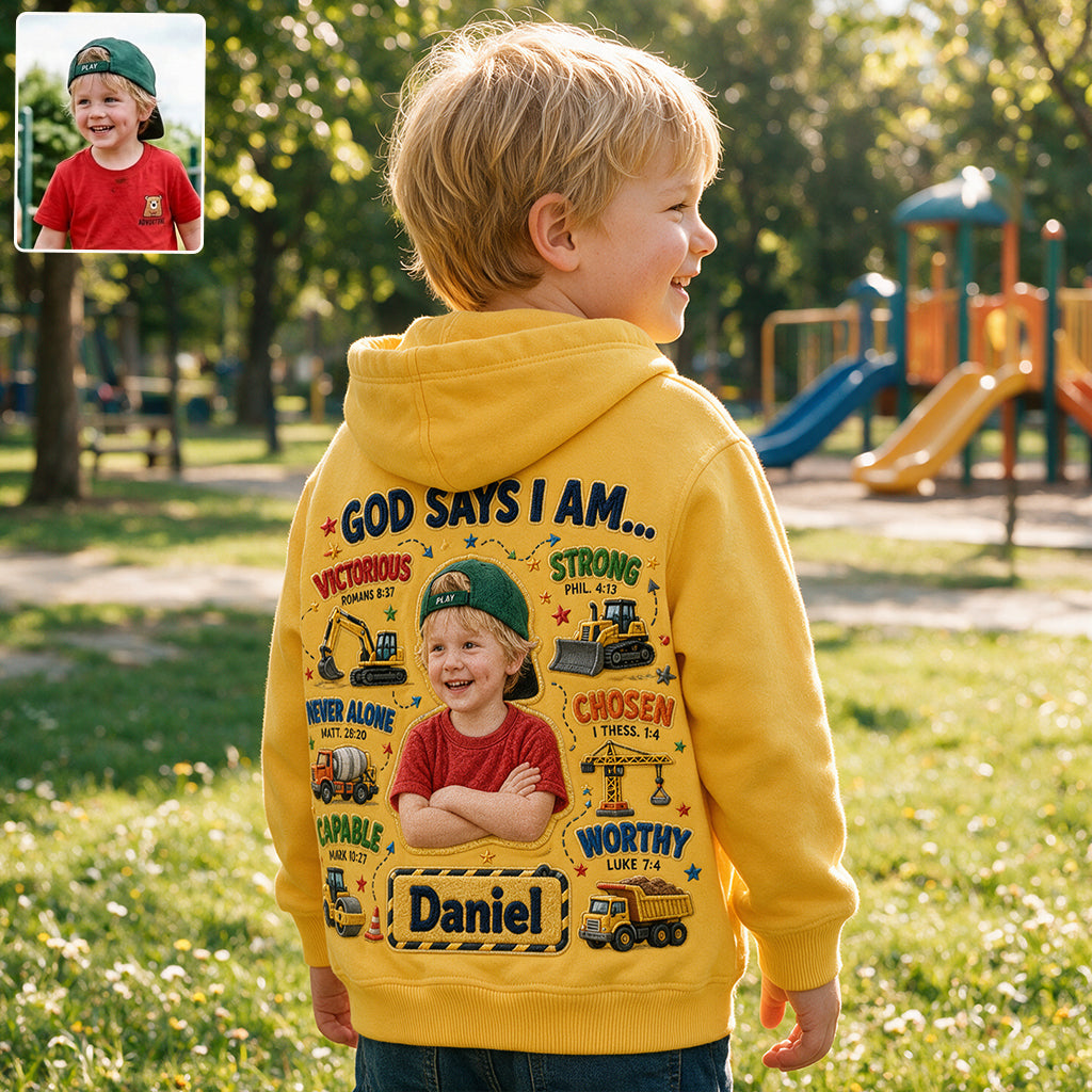 God Says I Am - Personalized Kid All Over Shirt
