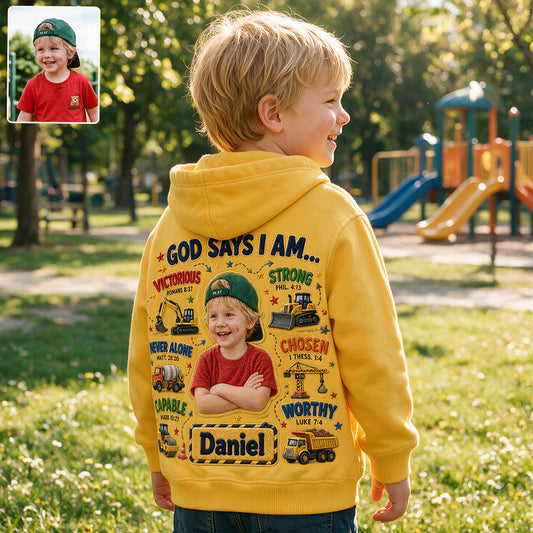 God Says I Am - Personalized Kid All Over Shirt