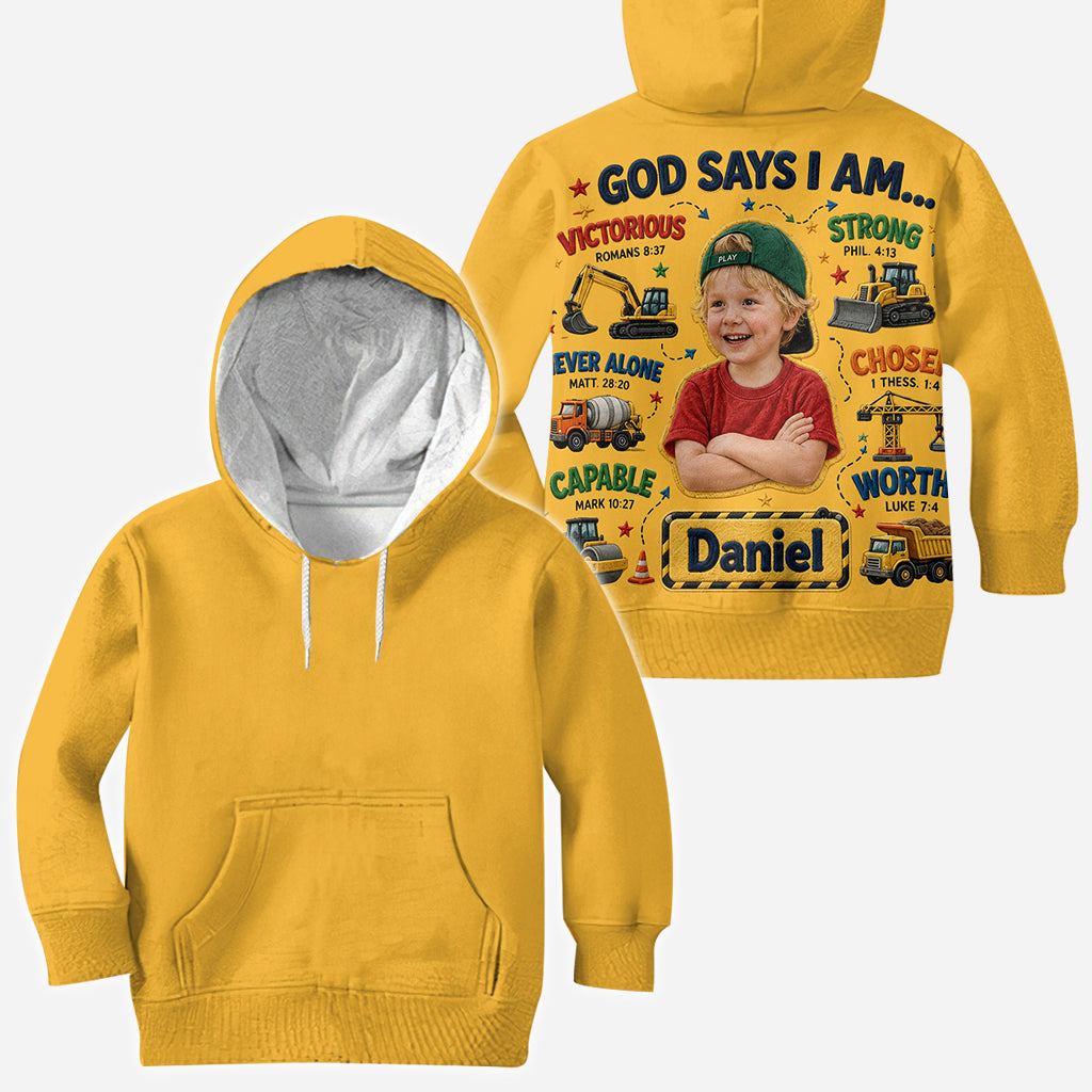 God Says I Am - Personalized Kid All Over Shirt