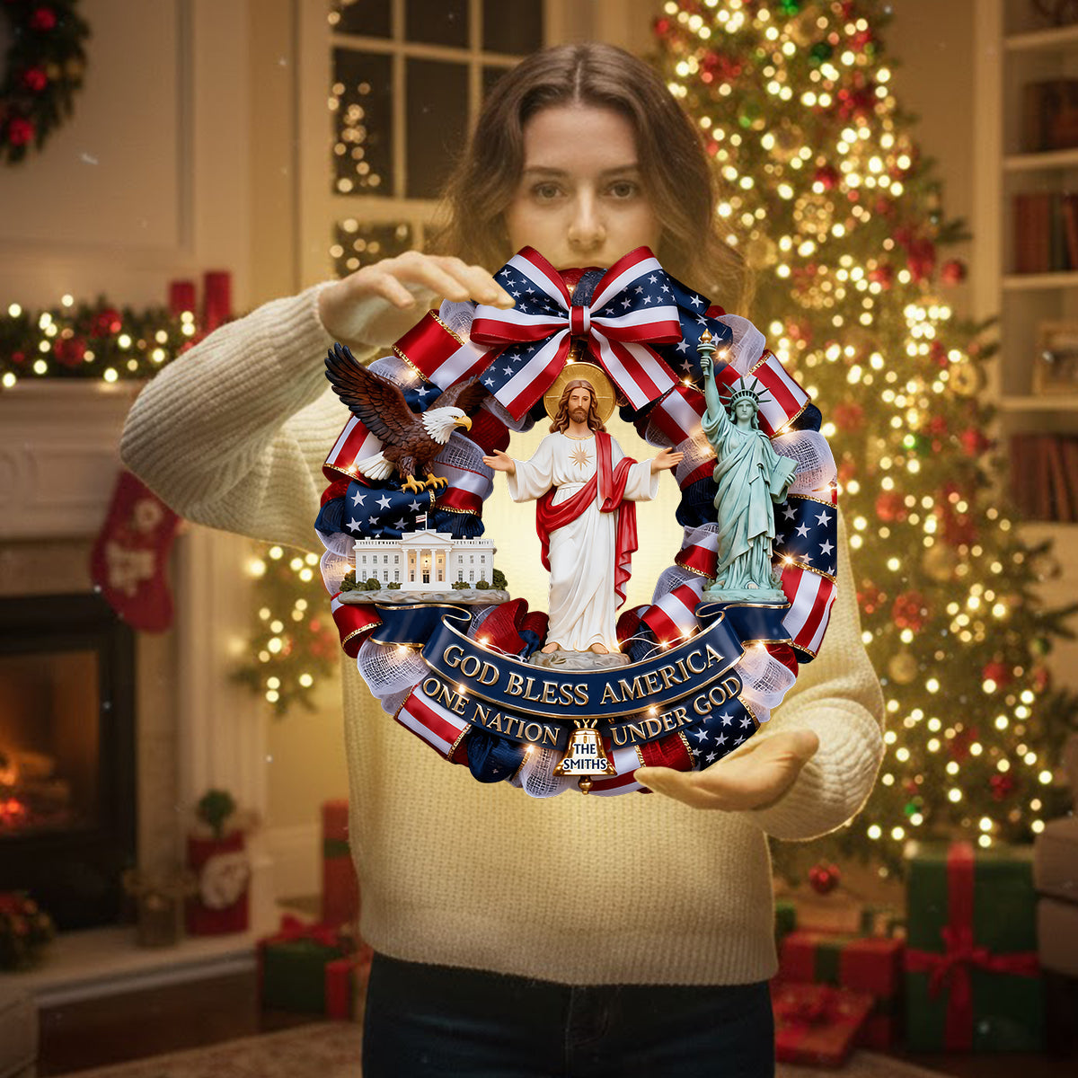 God Bless America - Personalized Patriot LED Light Acrylic Sign