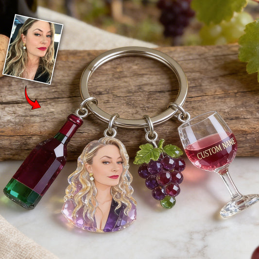 Love Wine - Personalized Wine Keychain With Charms