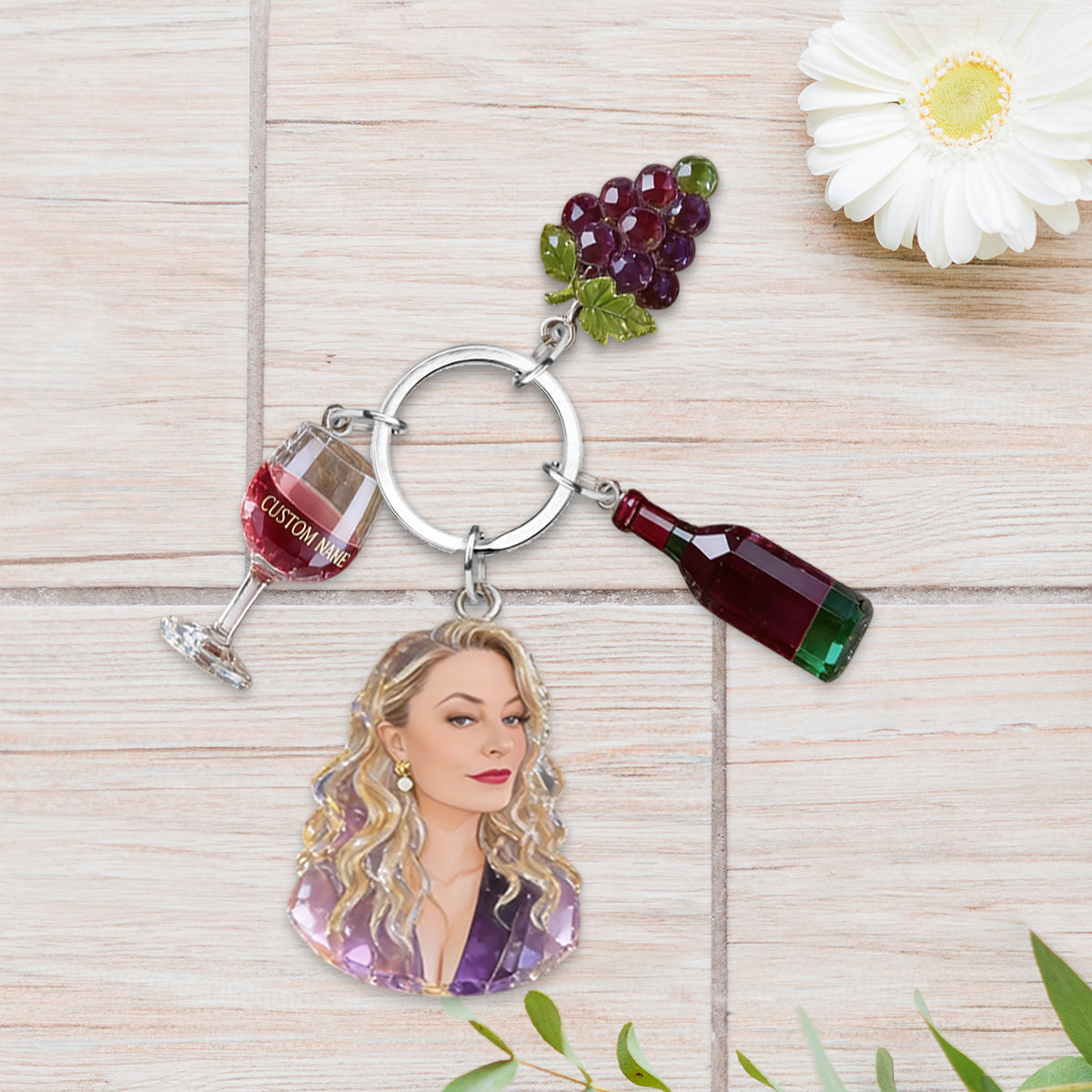 Love Wine - Personalized Wine Keychain With Charms