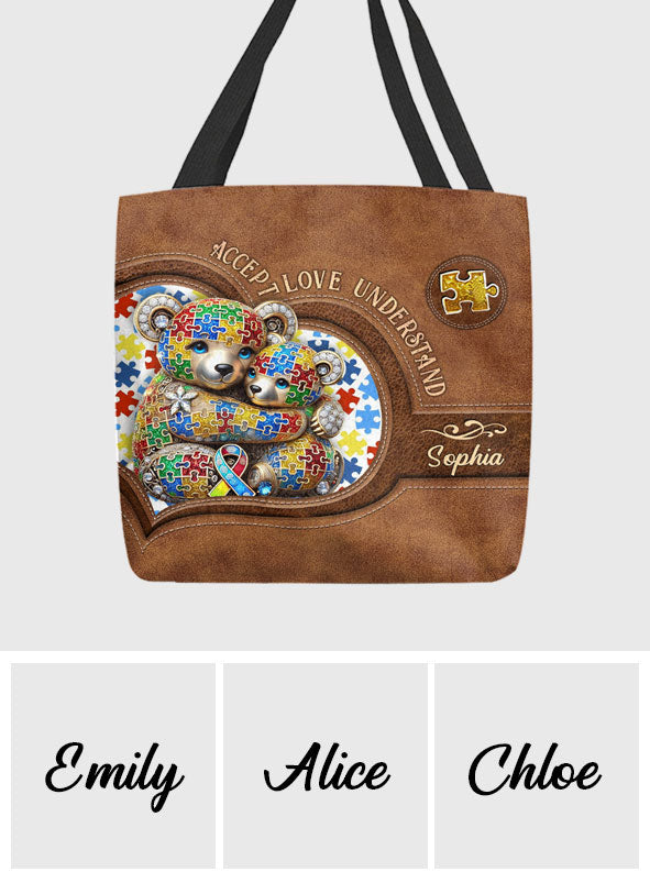 Accept Love Understand - Personalized Autism Awareness Tote Bag