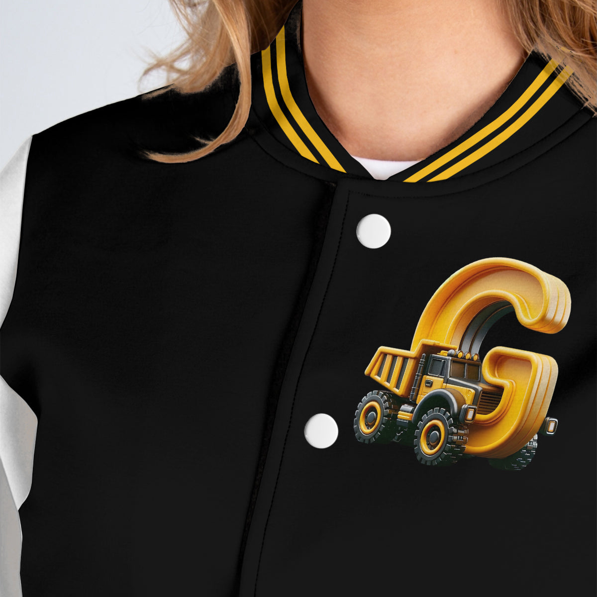 Initial Construction Vehicles For Boys And Girls - Personalized Kid Varsity Jacket