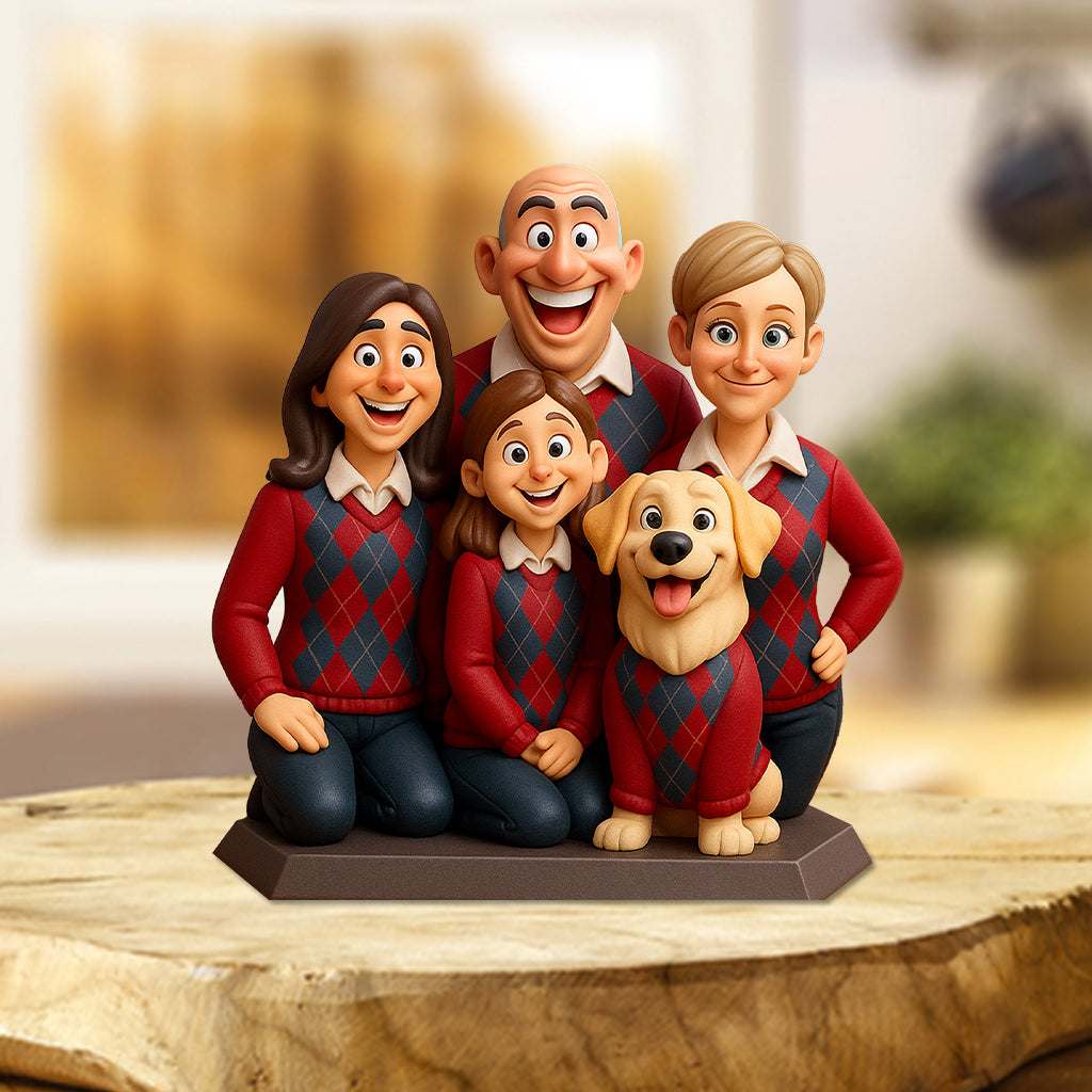 Funny Gift Cartoonish Exaggerated Mascot Style - Personalized Family Custom Shaped Acrylic Plaque