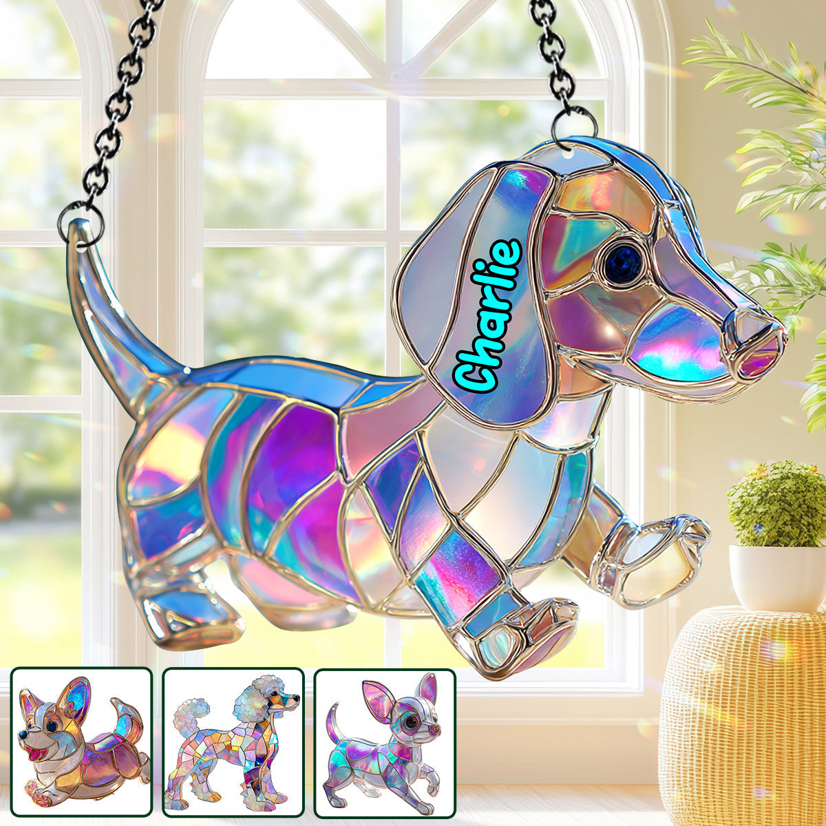 I Love My Dog - Personalized Dog Window Hanging Suncatcher Ornament