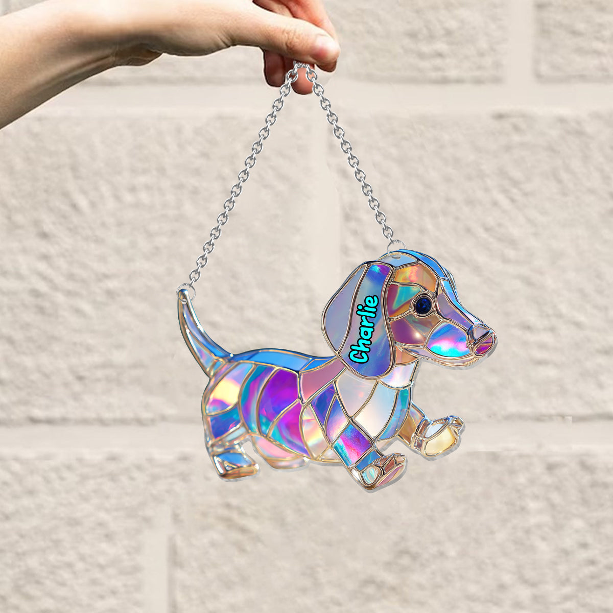 I Love My Dog - Personalized Dog Window Hanging Suncatcher Ornament