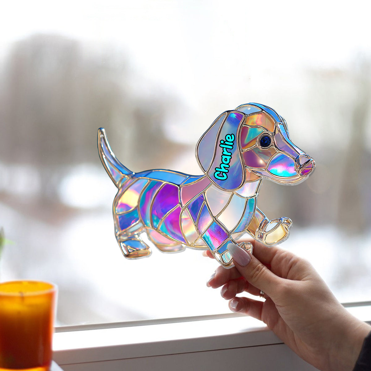 I Love My Dog - Personalized Dog Window Hanging Suncatcher Ornament