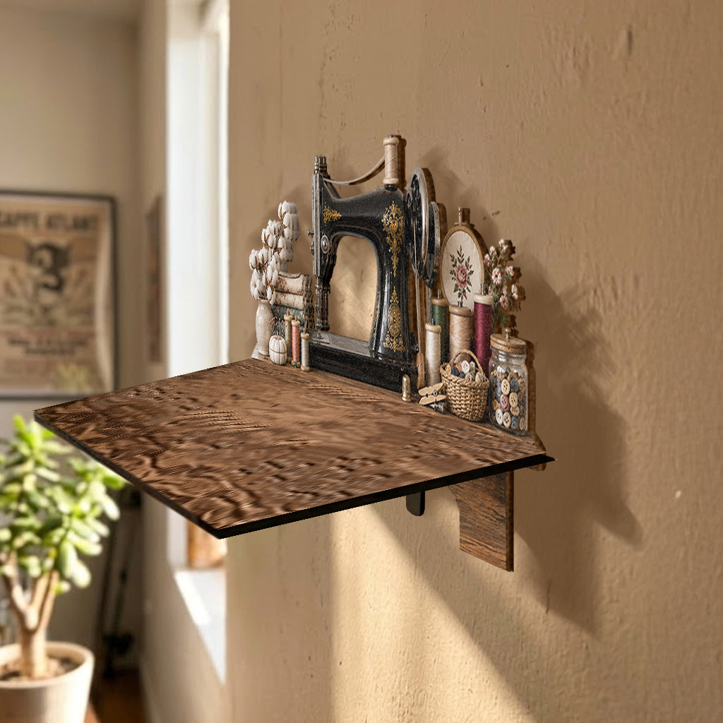 Sewing Mends The Soul - Personalized Sewing Wooden Floating Shelf