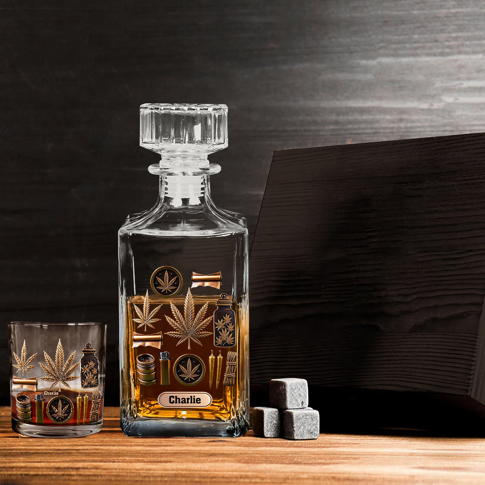 Magic Leaf - Personalized Weed Whiskey Decanter Set