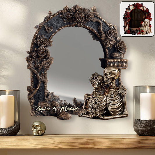 Couple Gothic Romance - Personalized Skull Wall Hanging Mirror