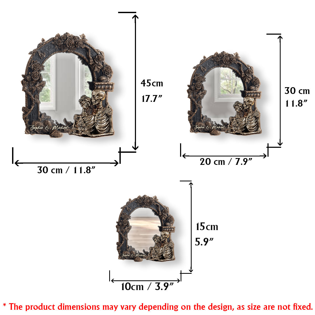 Couple Gothic Romance - Personalized Skull Wall Hanging Mirror