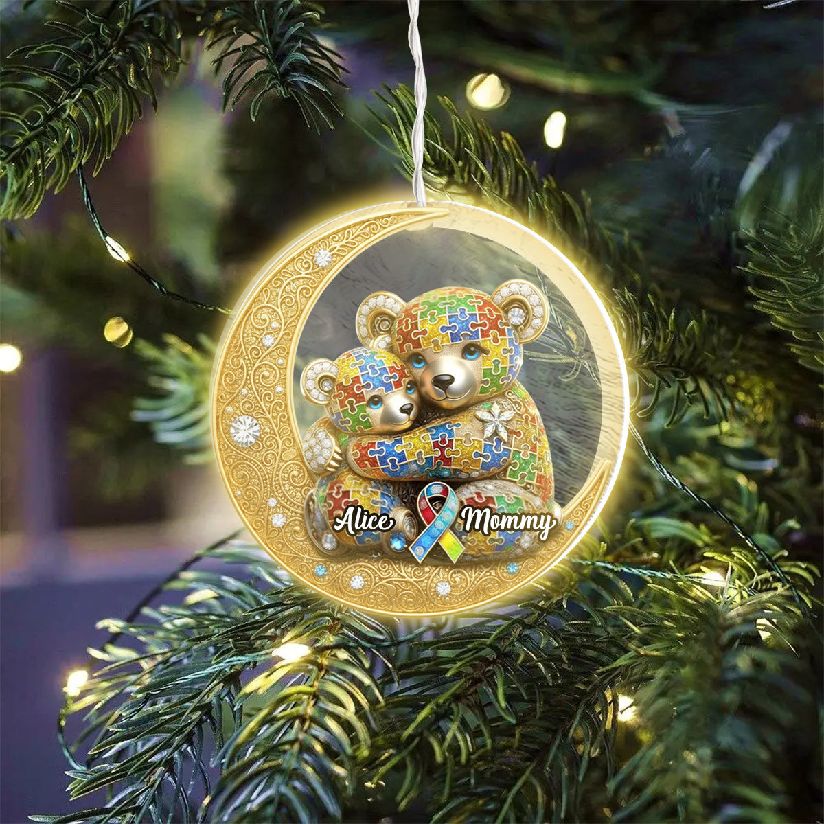 Strong Mama - Personalized Autism Awareness LED Light Ornament