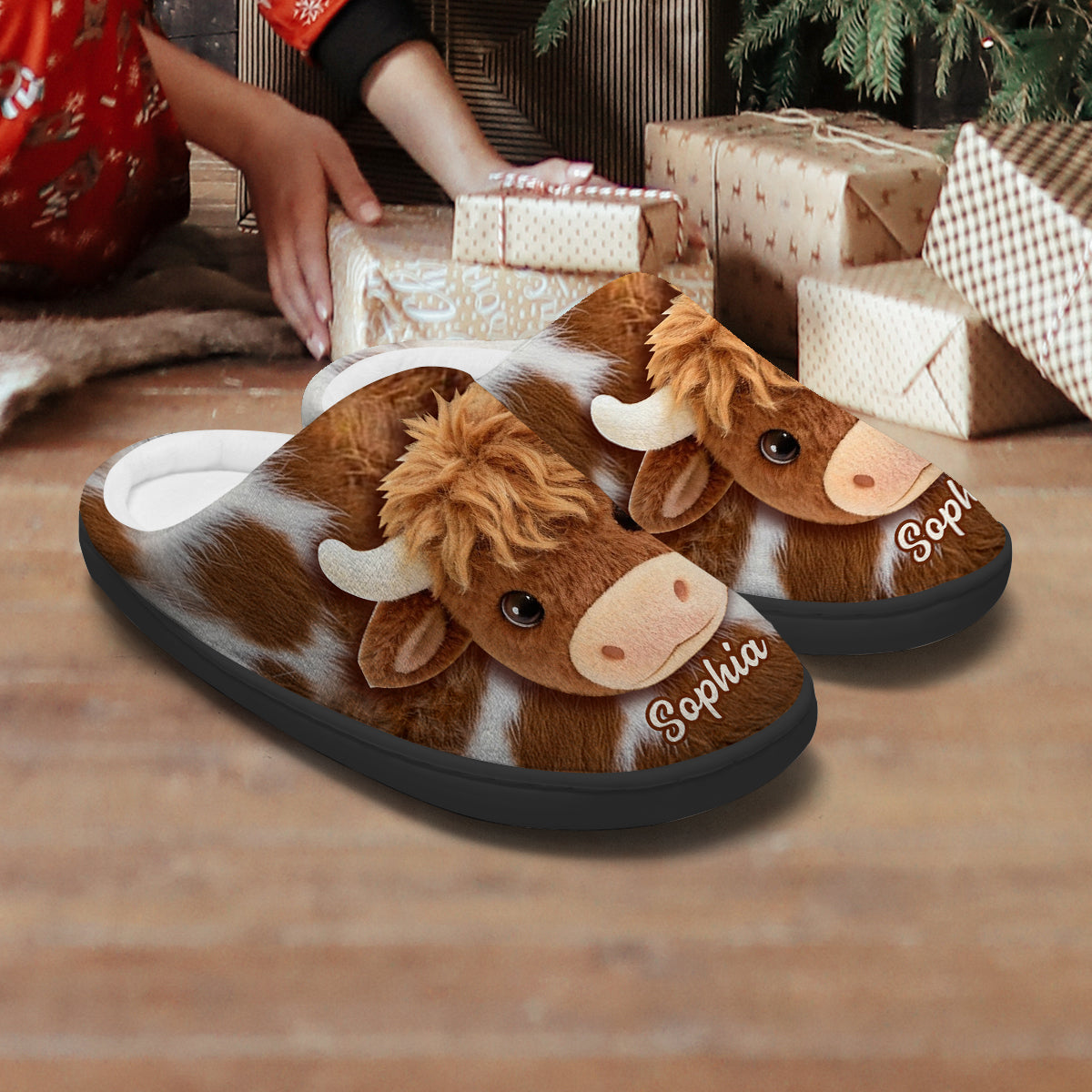 Love Highland Cow - Personalized Highland Cow Slippers
