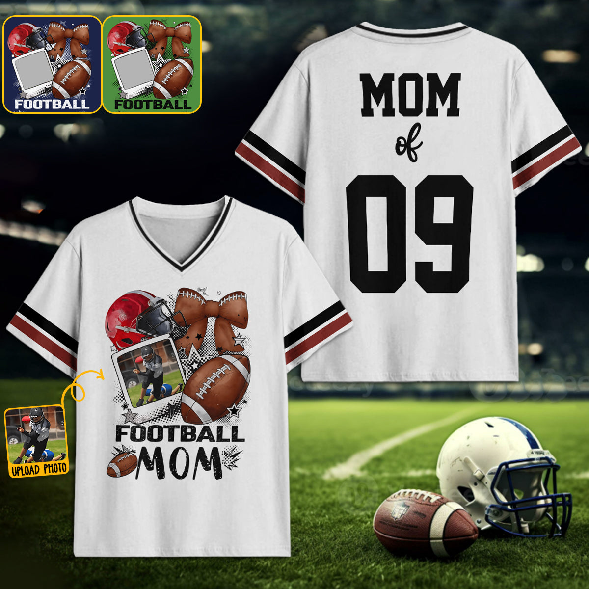 Football Mom/ Dad/ Nana/ Papa/ Uncle/ Aunt.... - Personalized Football Fully Printed V-Neck T-Shirt