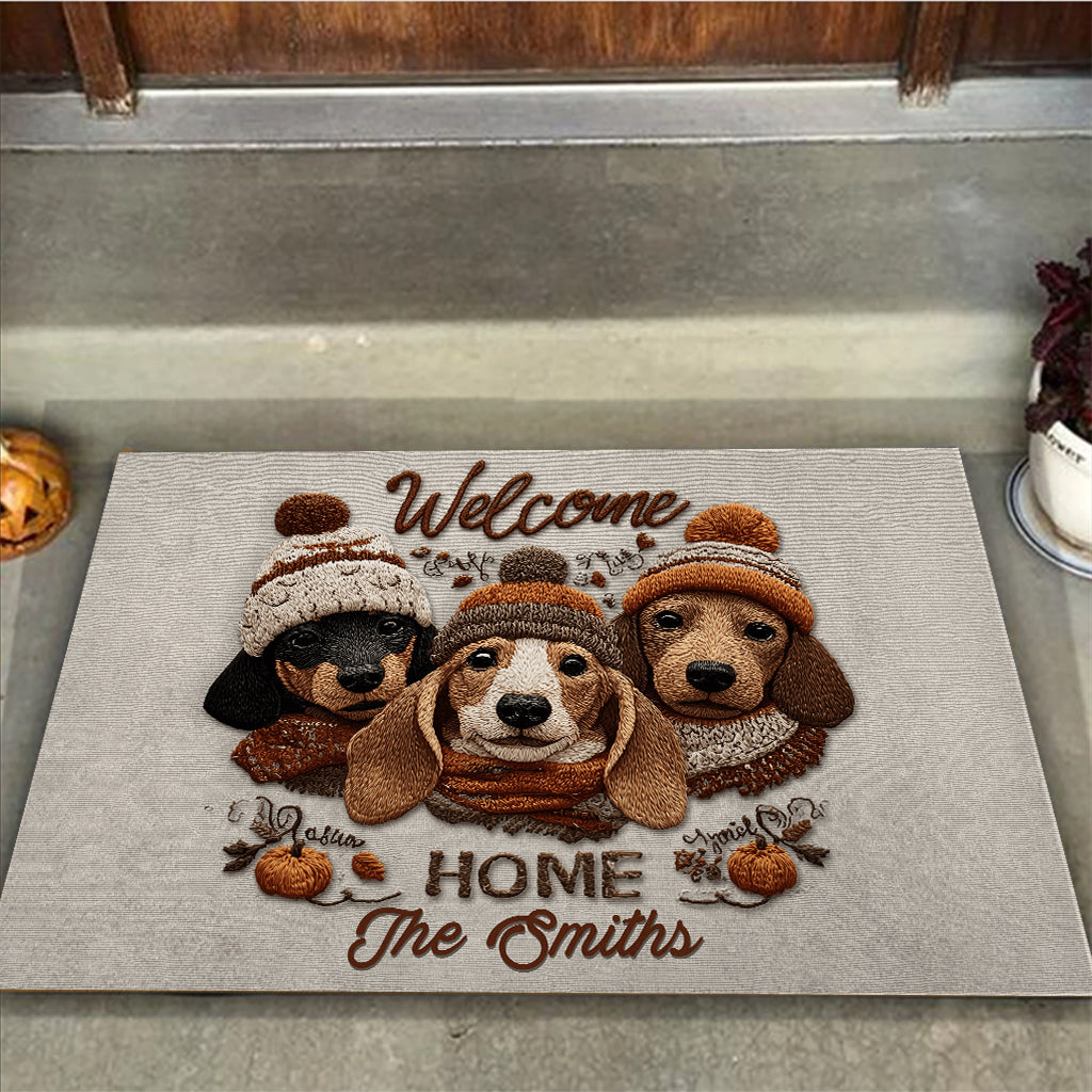 Adorable Dachshunds - Personalized Dachshund Doormat
