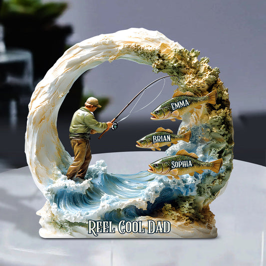 Reel Cool Dad - Personalized Fishing Custom Shaped Acrylic Plaque
