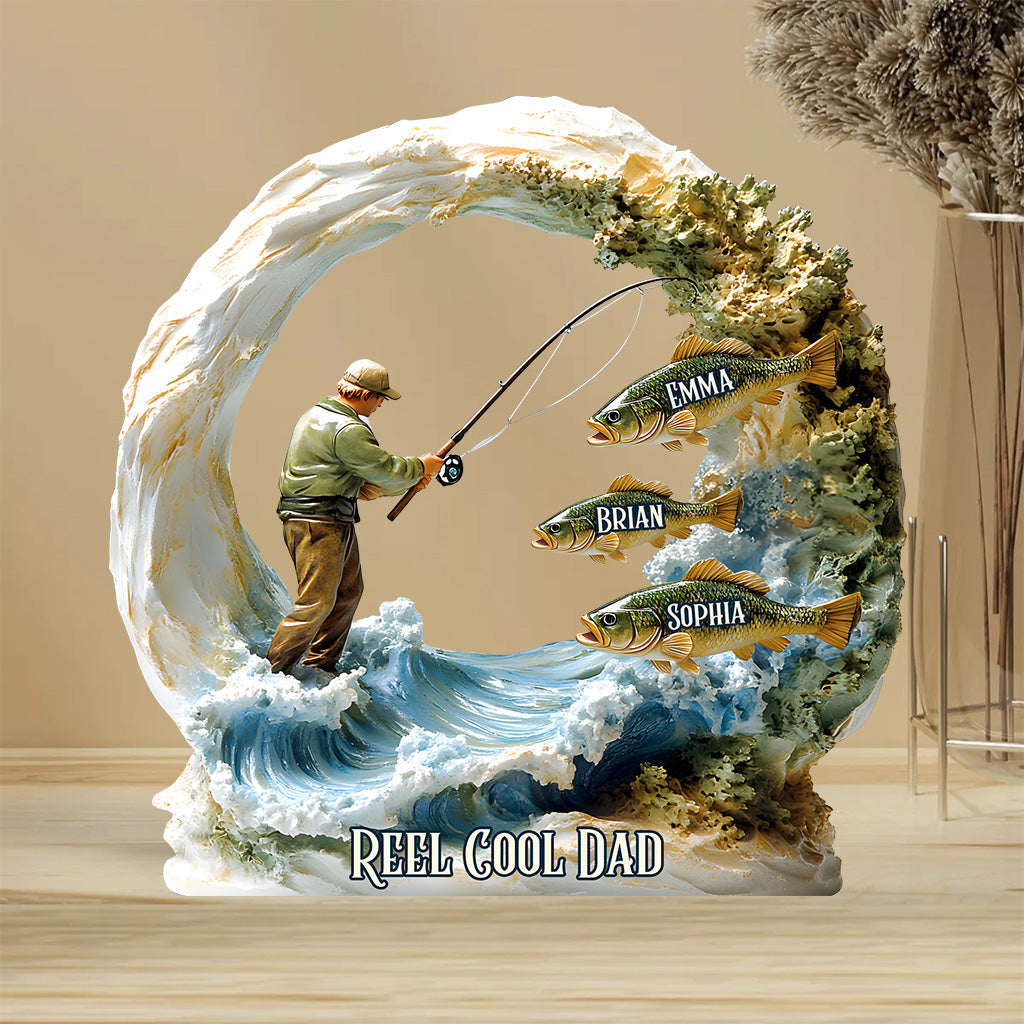 Reel Cool Dad - Personalized Fishing Custom Shaped Acrylic Plaque