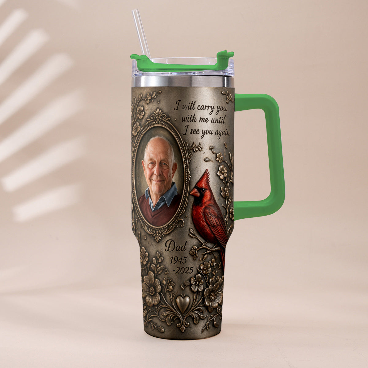 I Will Carry You With Me - Personalized Memorial Tumbler With Handle