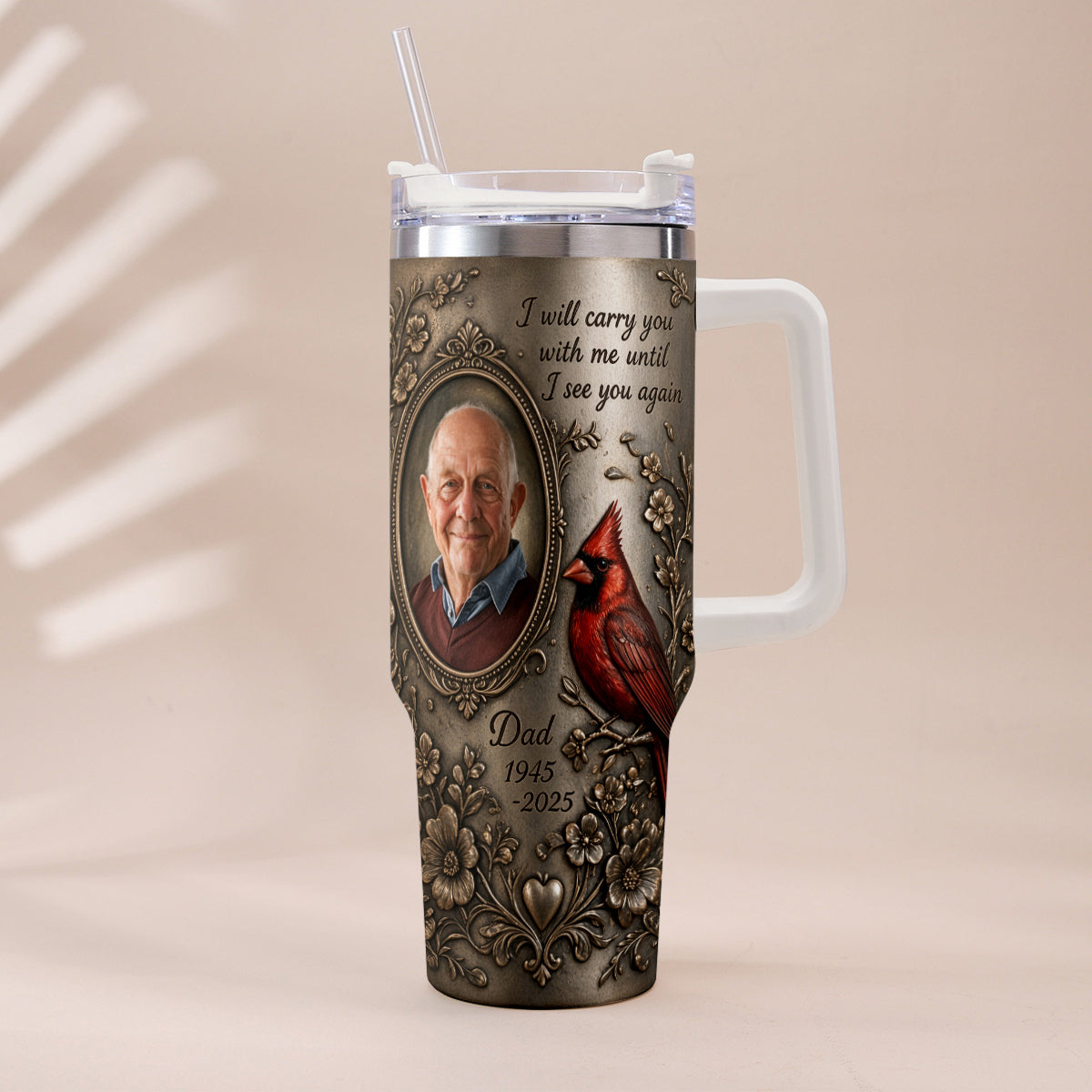 I Will Carry You With Me - Personalized Memorial Tumbler With Handle