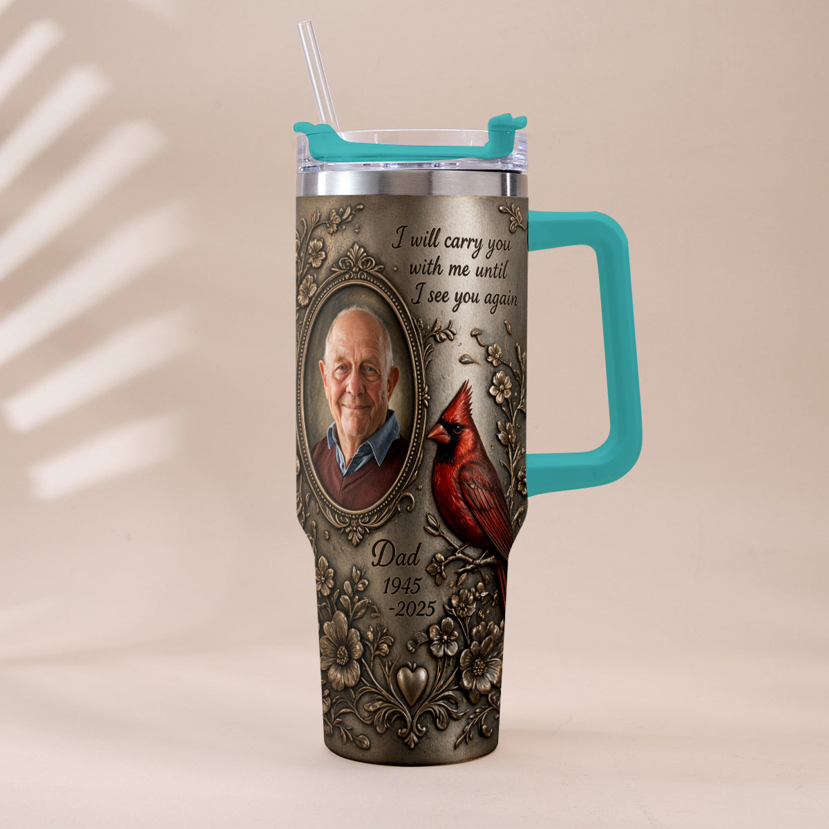 I Will Carry You With Me - Personalized Memorial Tumbler With Handle