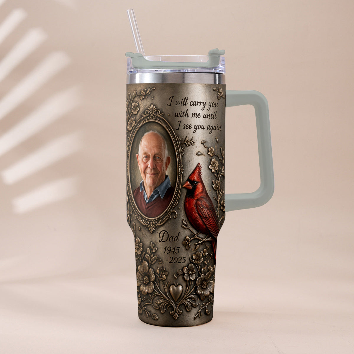 I Will Carry You With Me - Personalized Memorial Tumbler With Handle