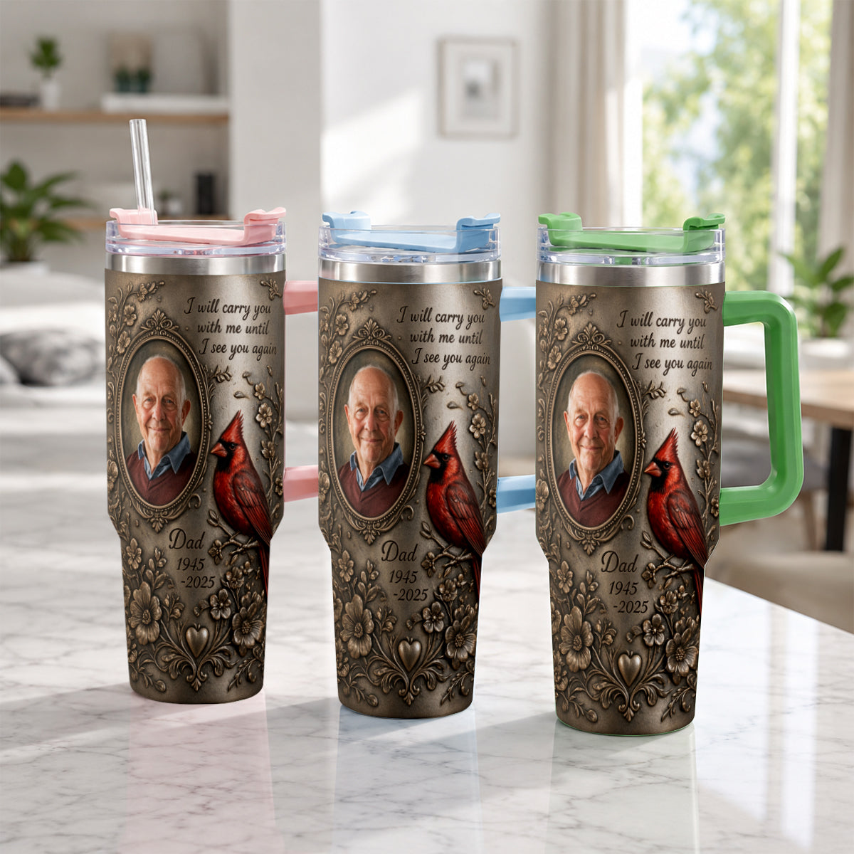 I Will Carry You With Me - Personalized Memorial Tumbler With Handle