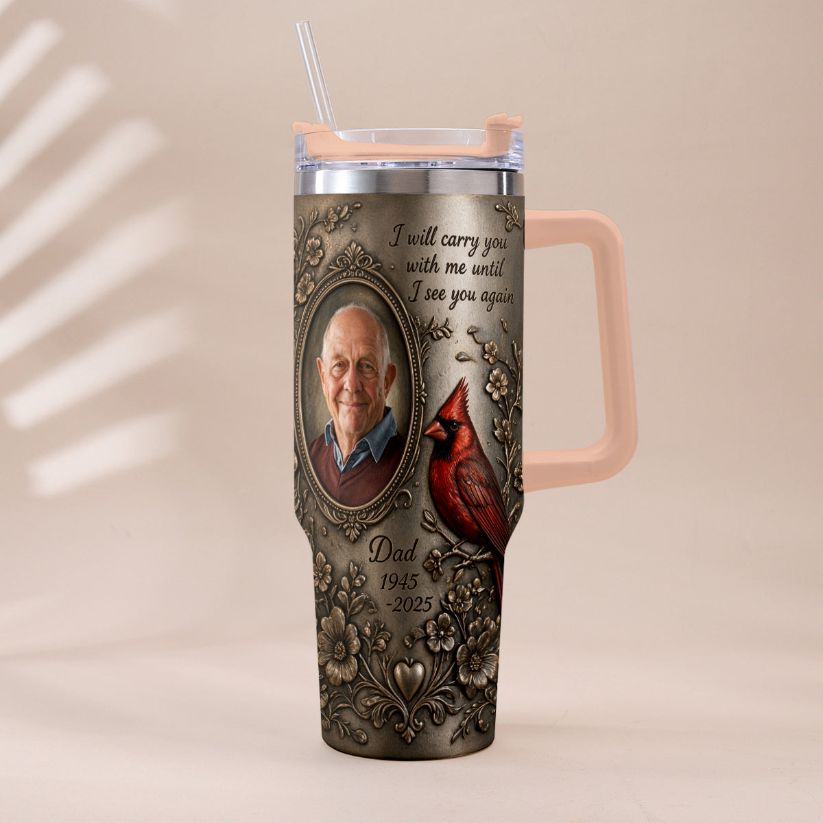I Will Carry You With Me - Personalized Memorial Tumbler With Handle